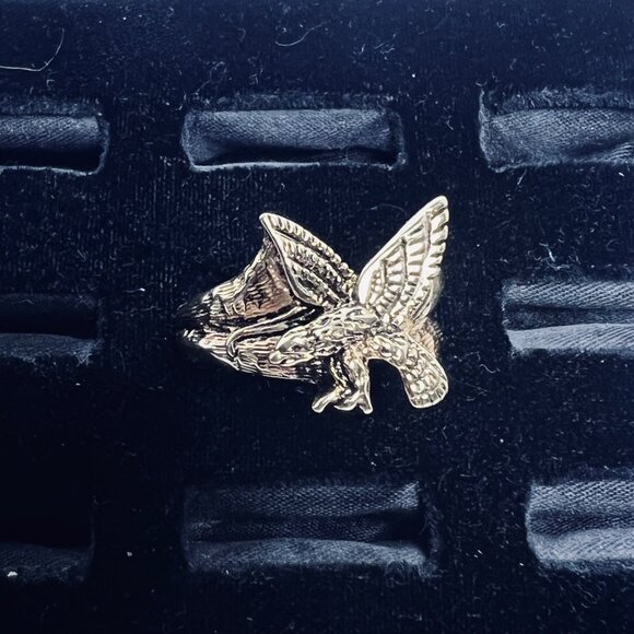 Vintage 18k HGE Men's Flying Eagle Ring (R415) - Picture 1 of 8